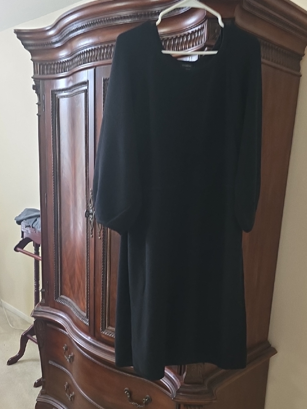 Talbots Black Long-Sleeve Dress with Puff Sleeves